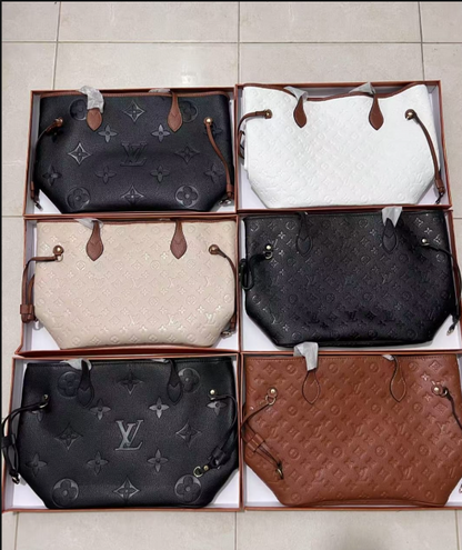 Louis Vuitton Neverfull Empreinte Monogram Tote Bag with Pouch