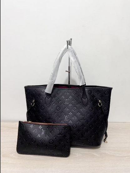 Louis Vuitton Neverfull Empreinte Monogram Tote Bag with Pouch