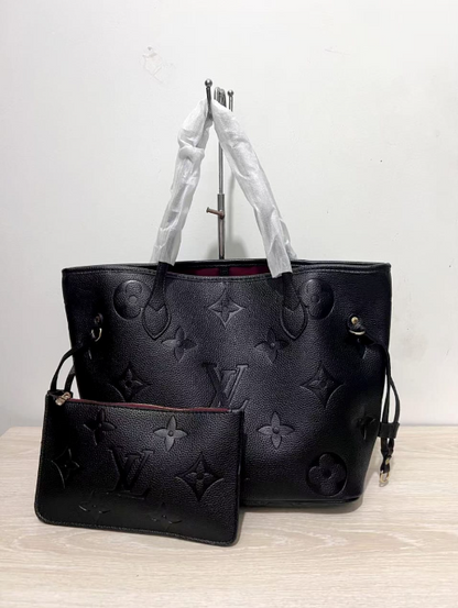 Louis Vuitton Neverfull Empreinte Monogram Tote Bag with Pouch