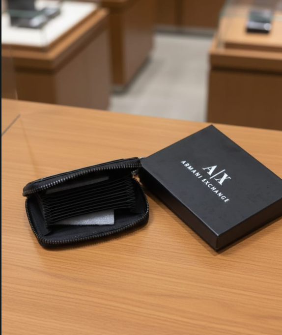 Armani Exchange Zip-Around Accordion Card Holder Wallet