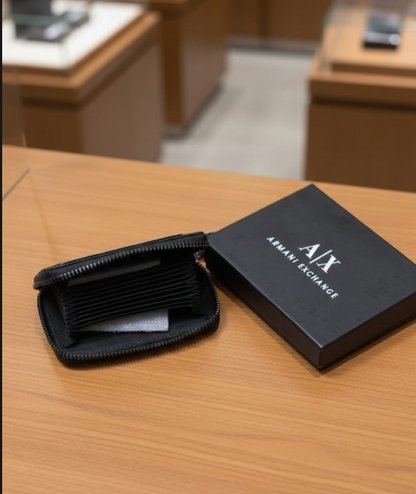 Armani Exchange Zip-Around Accordion Card Holder Wallet