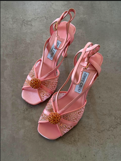 Jimmy Choo Sacora Crystal-Embellished Satin Sandals