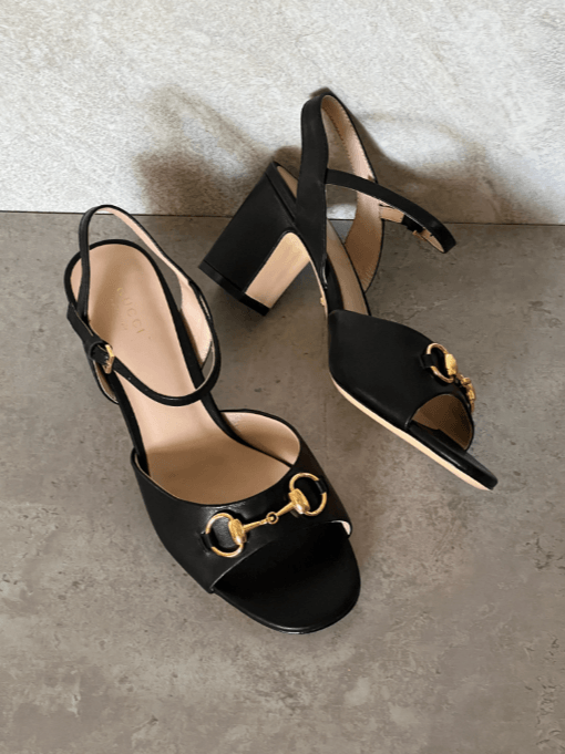 Gucci Leather Mid-Heel Sandal with Horsebit