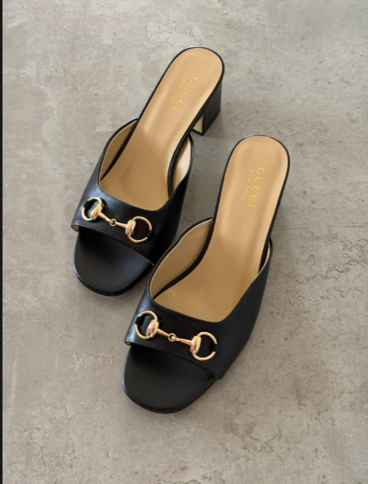 Gucci Leather Mid-Heel Sandal with Horsebit