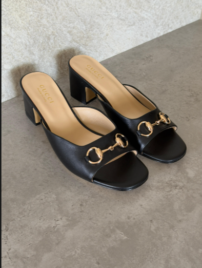 Gucci Leather Mid-Heel Sandal with Horsebit