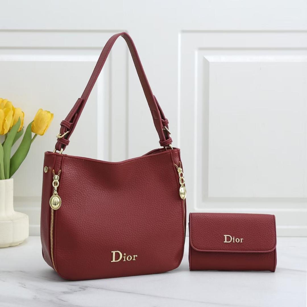 Dior Branding 2-Piece Hobo Shoulder Bag and Wallet Set