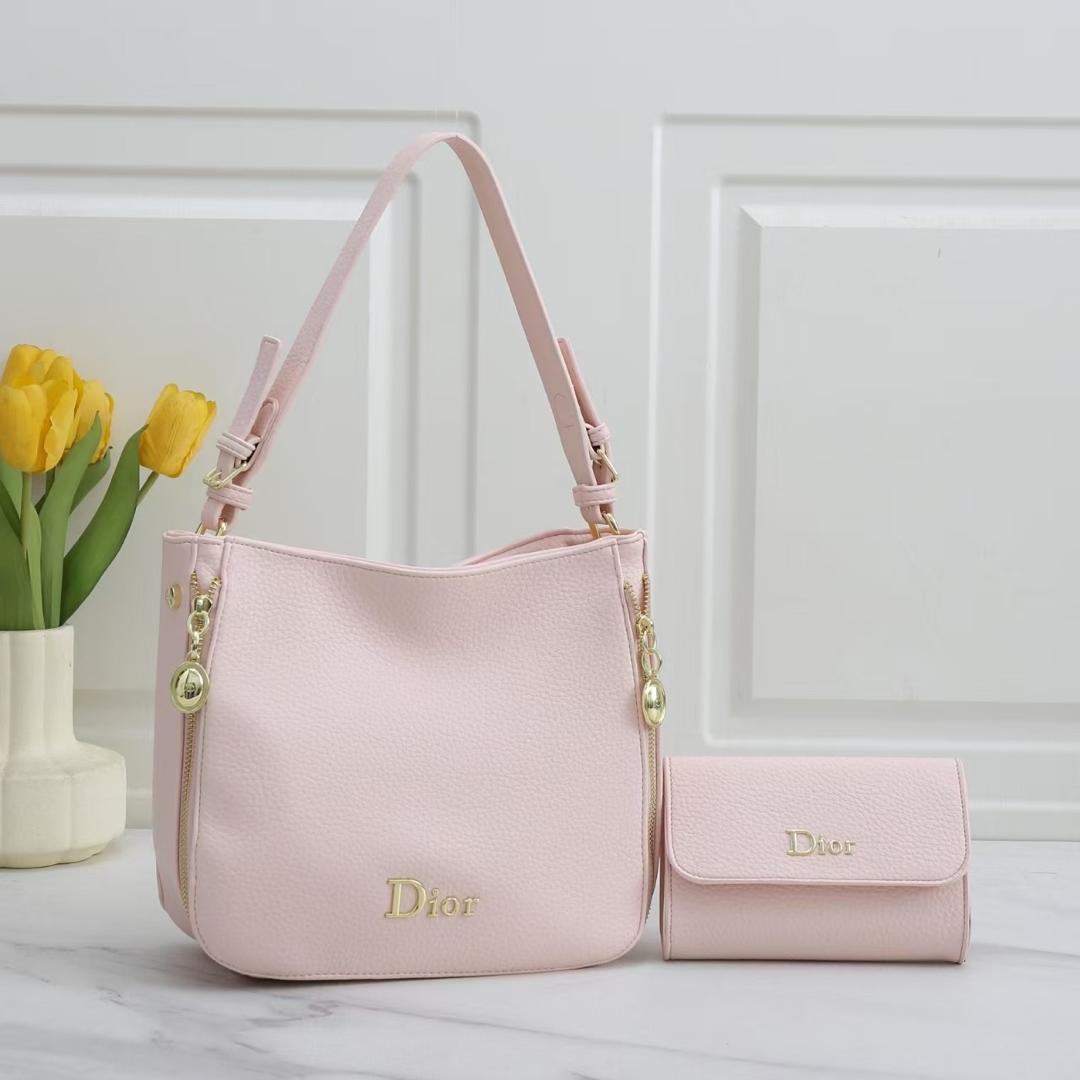Dior Branding 2-Piece Hobo Shoulder Bag and Wallet Set