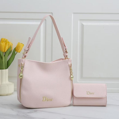 Dior Branding 2-Piece Hobo Shoulder Bag and Wallet Set