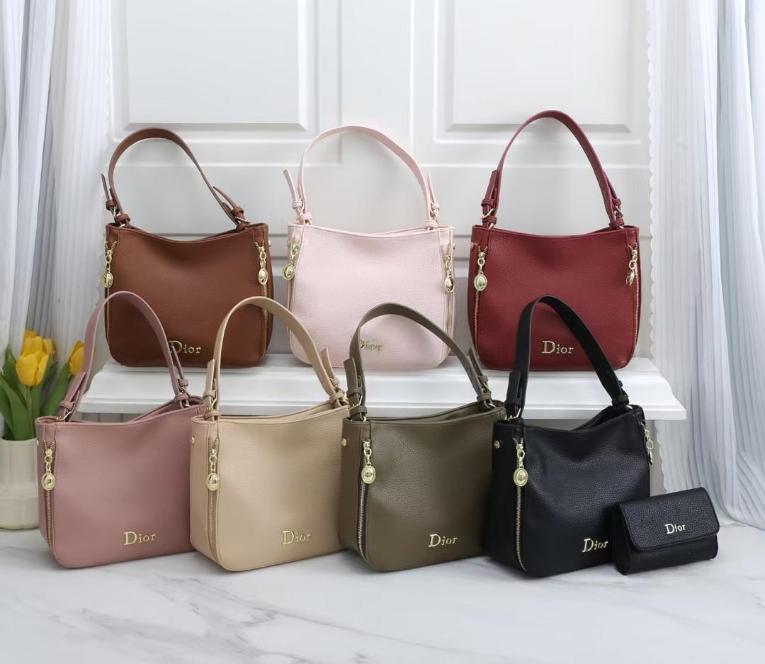 Dior Branding 2-Piece Hobo Shoulder Bag and Wallet Set