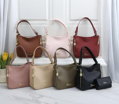 Dior Branding 2-Piece Hobo Shoulder Bag and Wallet Set
