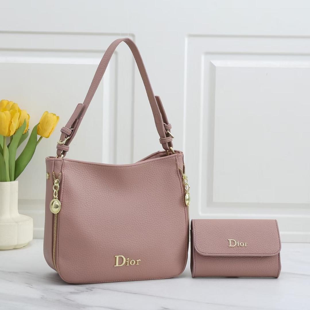 Dior Branding 2-Piece Hobo Shoulder Bag and Wallet Set