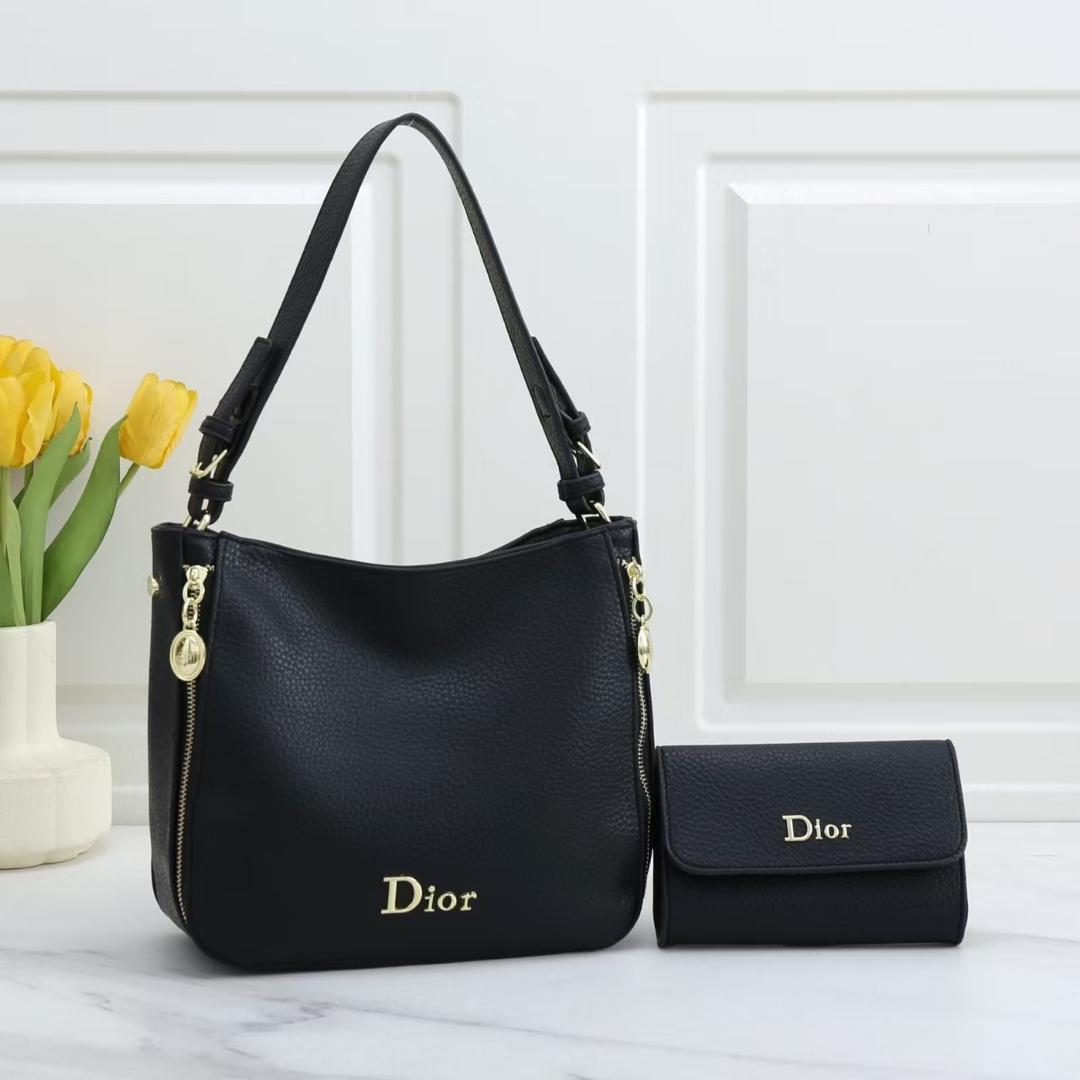 Dior Branding 2-Piece Hobo Shoulder Bag and Wallet Set