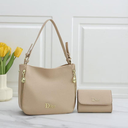 Dior Branding 2-Piece Hobo Shoulder Bag and Wallet Set