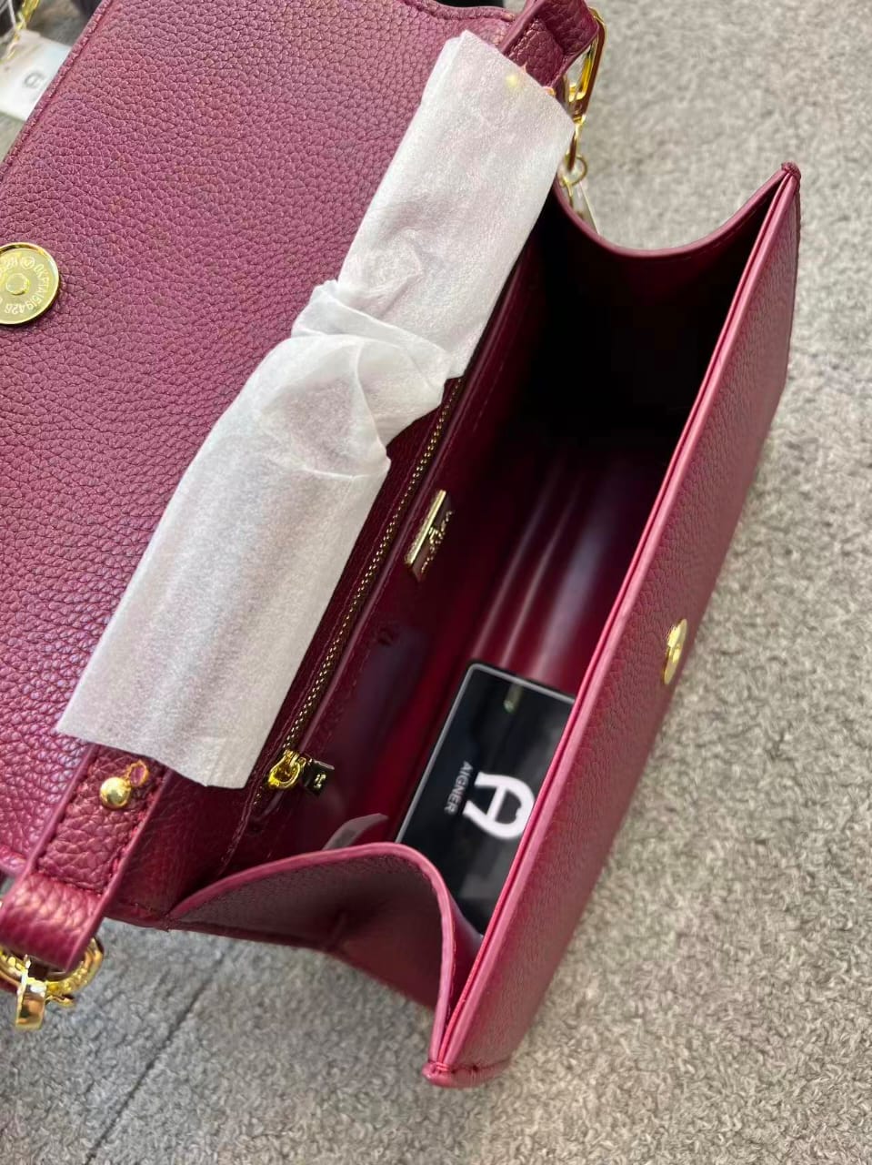 Aigner Monogram Embossed Leather Shoulder Bag with Convertible Strap