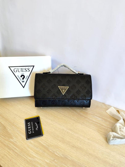 Guess Isola Monogram Embossed Top-Handle Crossbody Bag