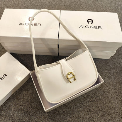 Aigner Leather Curved Hobo Shoulder Bag