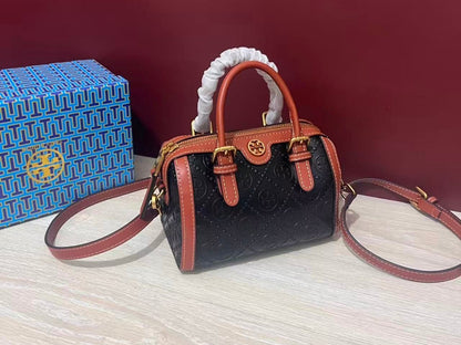 Tory Burch T Monogram Leather Mini Duffle Crossbody