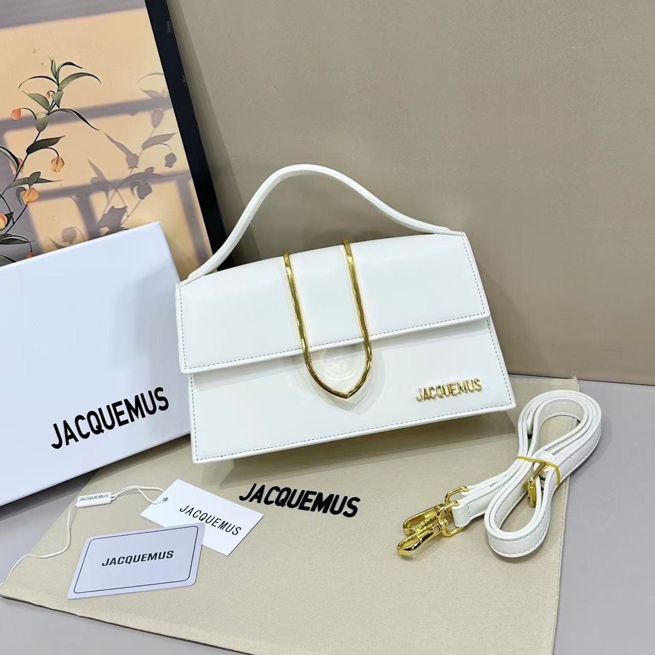 Premium Jacquemus Le Bambino Long Flap Bag - Burgundy