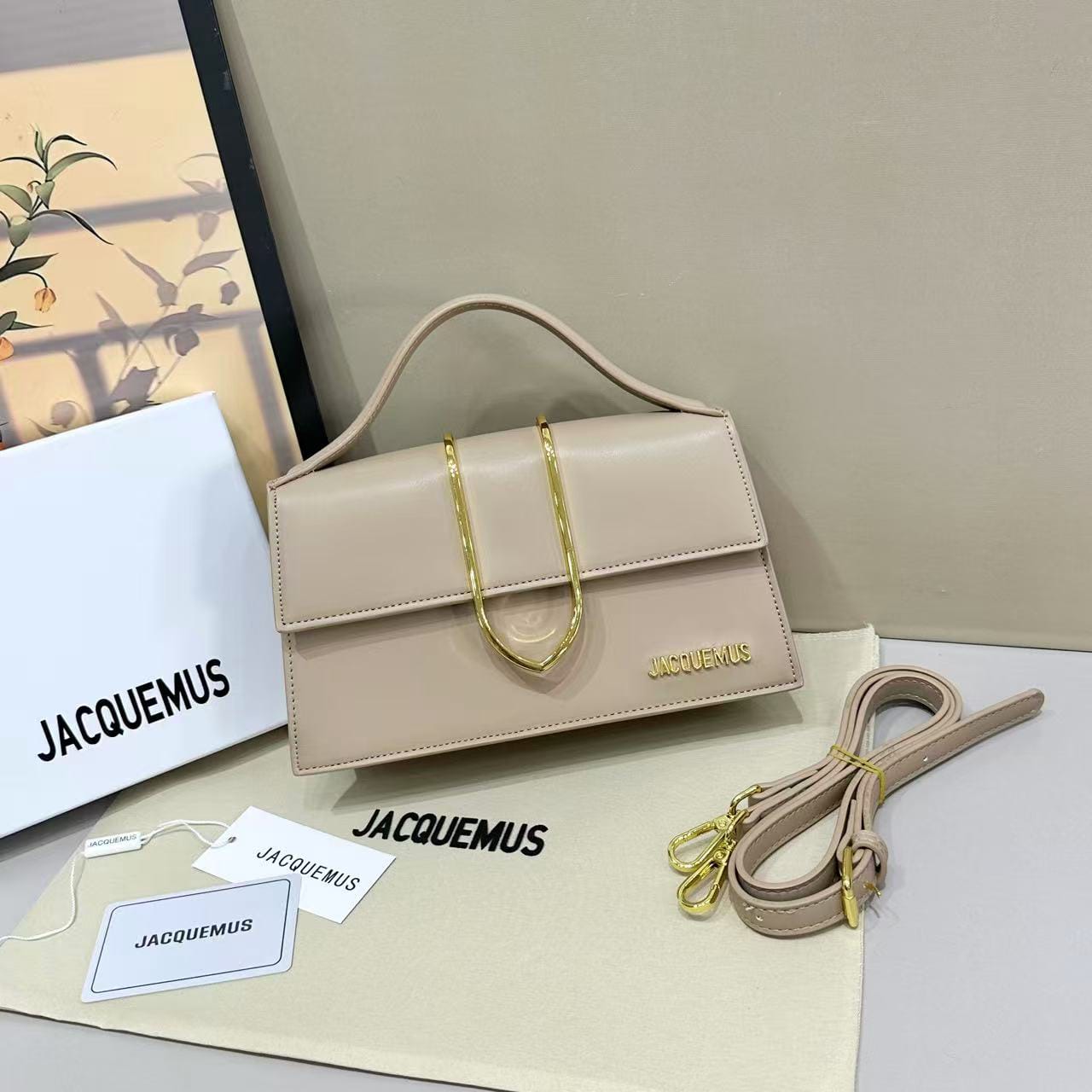Premium Jacquemus Le Bambino Long Flap Bag - Burgundy