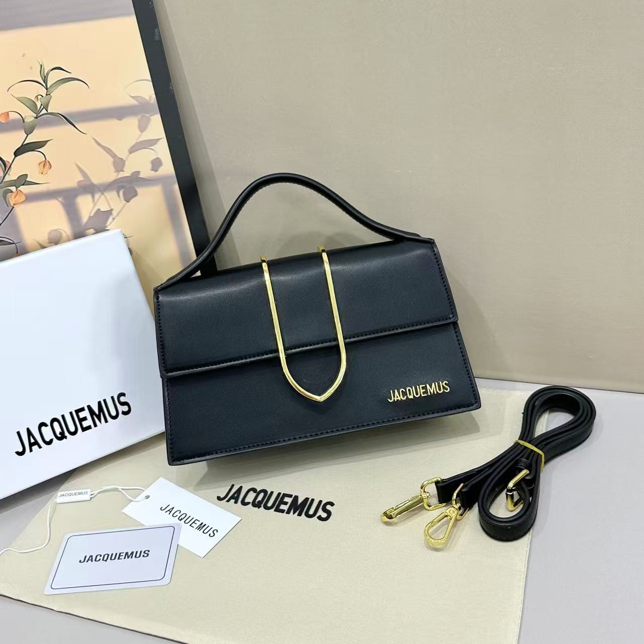 Premium Jacquemus Le Bambino Long Flap Bag - Burgundy