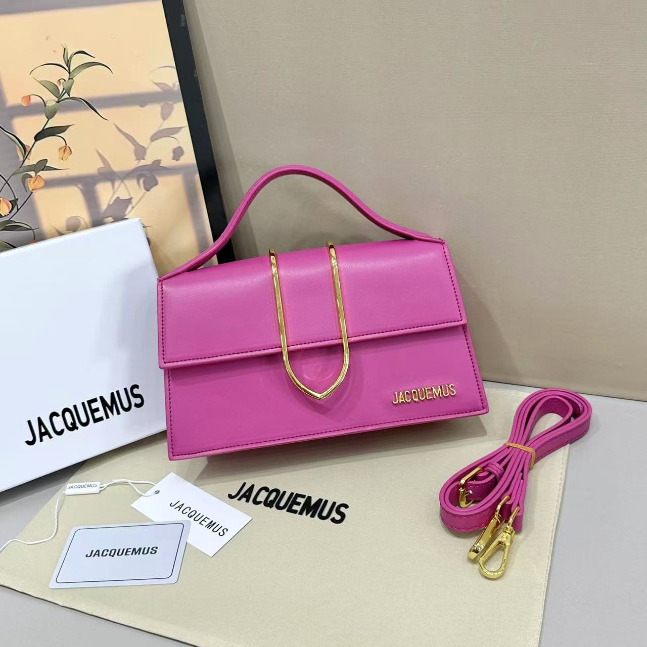 Premium Jacquemus Le Bambino Long Flap Bag - Burgundy