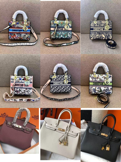 Dior Luxury Floral Embroidered Lady Tote Bag with Wide Strap
