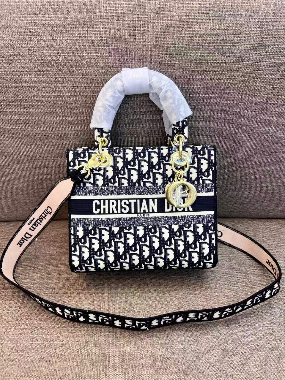 Dior Luxury Floral Embroidered Lady Tote Bag with Wide Strap