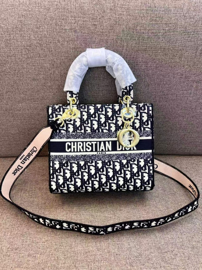 Dior Luxury Floral Embroidered Lady Tote Bag with Wide Strap